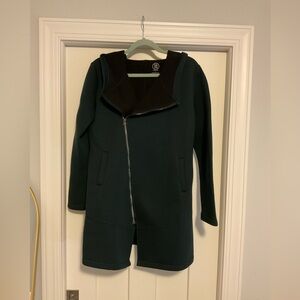 Sage collection zip front long jacket.